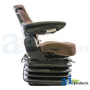 MSG95741BNC, GRAMMER SEAT ASSEMBLY, BROWN MATRIX CLOTH, BLACK VINYL ARMRESTS (WIDER BOTTOM CUSHION FOR EXTRA COMFORT)