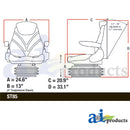 F20A265, AIR RIDE SEAT, F20 SERIES, AIR SUSPENSION / ARMREST / HEADREST / BLACK CLOTH