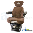 MSG95741BNC, GRAMMER SEAT ASSEMBLY, BROWN MATRIX CLOTH, BLACK VINYL ARMRESTS (WIDER BOTTOM CUSHION FOR EXTRA COMFORT)