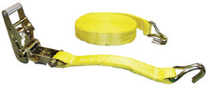 11186, Ratchet Strap 1-1/2 x 25' 6000 lb. Double J hooks Yellow