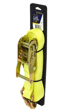 11187, Ratchet Strap 1"x20' J Hooks WLL-1000Lb, ULL-3000Lb Yellow