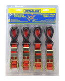 12321, Ratchet Straps 1 x 15' 4-Pack Red