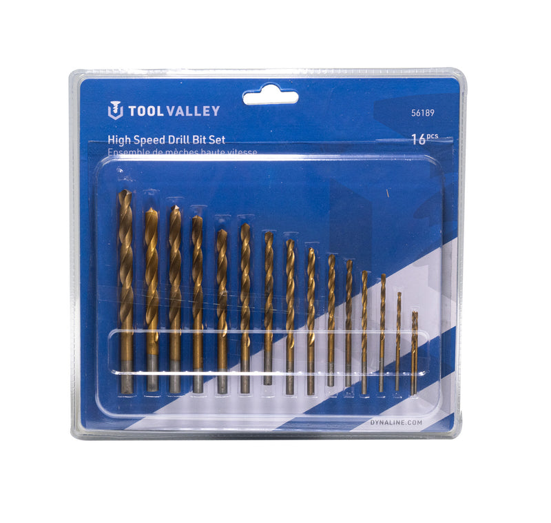 56189, High Speed Drill Bit Set. 16 Pcs