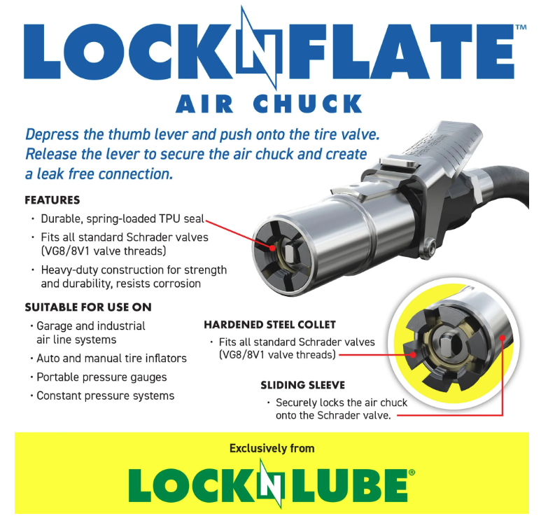 LNL65002, LOCKNFLATE® LOCKING AIR CHUCK (CLOSED)