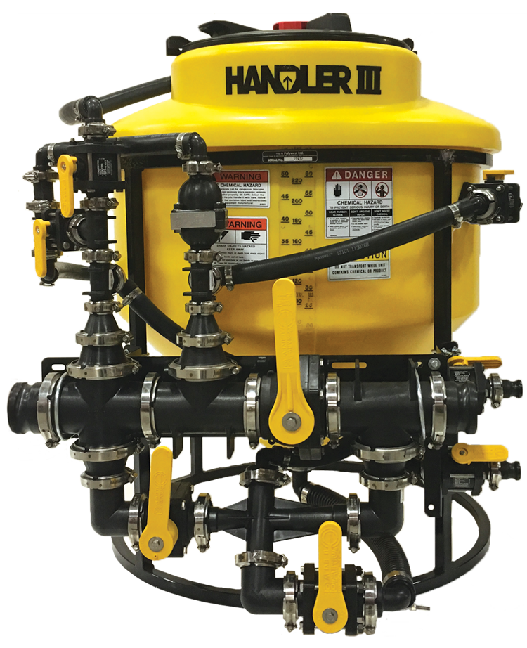 85-H33HD, HANDLER III - 3” , HIGH FLOW AND PRESSURE 70 US GAL/275L 3” CAMLOCK CONNECTIONS 16” HINGED AND LOCKABLE LID 2” DUAL PORT VENTURI ROTOCRAFT TANK RINSING NOZZLE***CALL FOR SHIPPING***