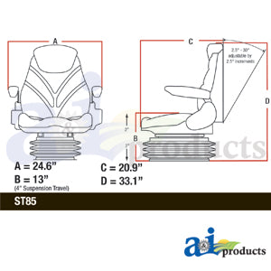 F20A275, SEAT F20 SERIES, AIR SUSPENSION/ARMRES/HEADREST/GRAY CLOTH (ECONOMY)